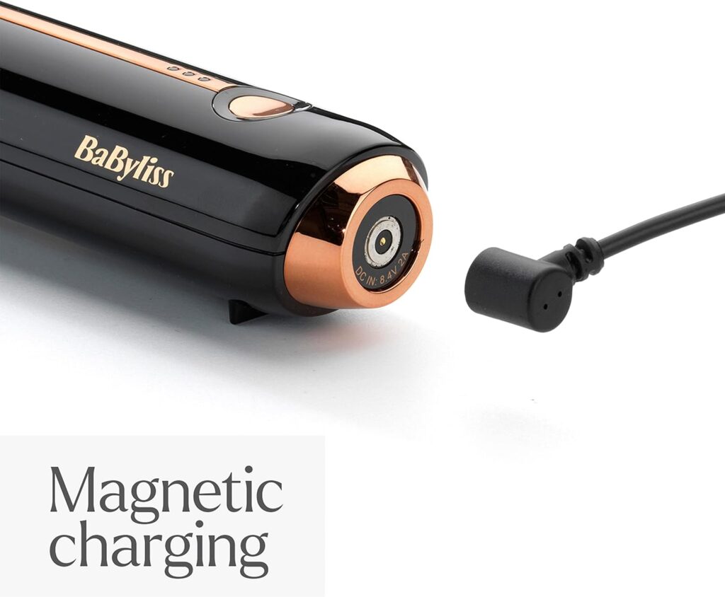 BaByliss 9000 Cordless Waving Wand, High Heat, Cordless Ease, 28mm Ceramic Barrel, Smooth Curls