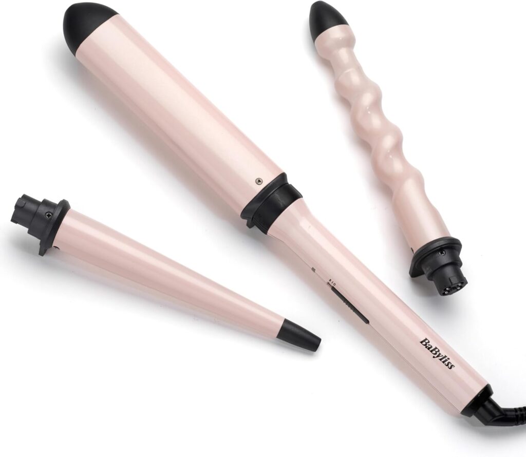 BaByliss Curl and Wave Trio Styler, Multi-Styler, Hair Waver, Beachy Waves, Loose Waves, 3 in 1 Curling Wand, Pink BaByliss Curl and Wave Trio Styler, Multi-Styler, Hair Waver, Beachy Waves, Loose Waves, 3 in 1 Curling Wand, Pink