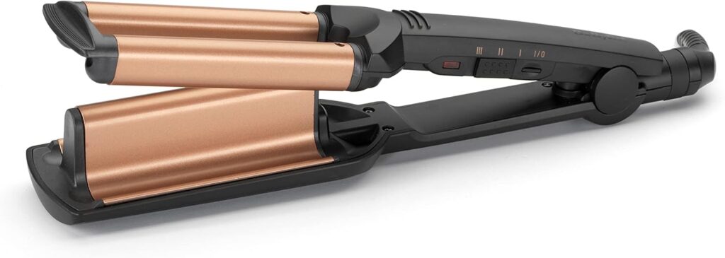 BaByliss Deep Waves Hair Waver – Ceramic Coated Barrel, 3 Heat Settings (160°C-200°C), Frizz-Free Mermaid Beach Waves, Fast Heat-Up – Black Gold, 2447CU BaByliss Deep Waves Hair Waver – Ceramic Coated Barrel, 3 Heat Settings (160°C-200°C), Frizz-Free Mermaid Beach Waves, Fast Heat-Up – Black Gold, 2447CU