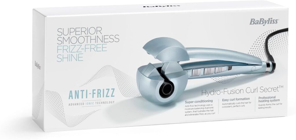BaByliss Hydro-Fusion Curl Secret - Automatic Hair Curler with Ceramic Curl Chamber, Anti-Frizz Ionic Technology, Curl Direction Control, Heat Mat  Glove, 3 Heat  Curl Settings up to 230°C, C1700U