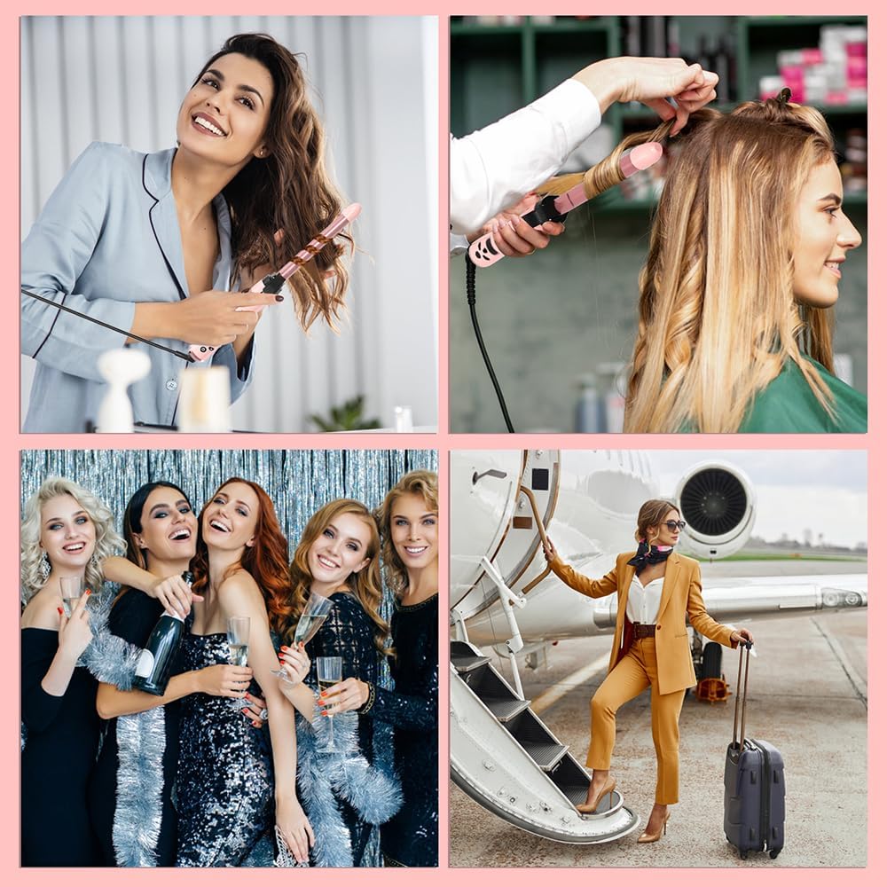 Bestauty Automatic Hair Curler, 4 in 1 Hair Curler with 19-32mm Interchangeable Ceramic Curling Tongs, 360° Rotating 160-220° C Curling Iron, Dual Voltage(Pink) Bestauty Automatic Hair Curler, 4 in 1 Hair Curler with 19-32mm Interchangeable Ceramic Curling Tongs, 360° Rotating 160-220° C Curling Iron, Dual Voltage(Pink)