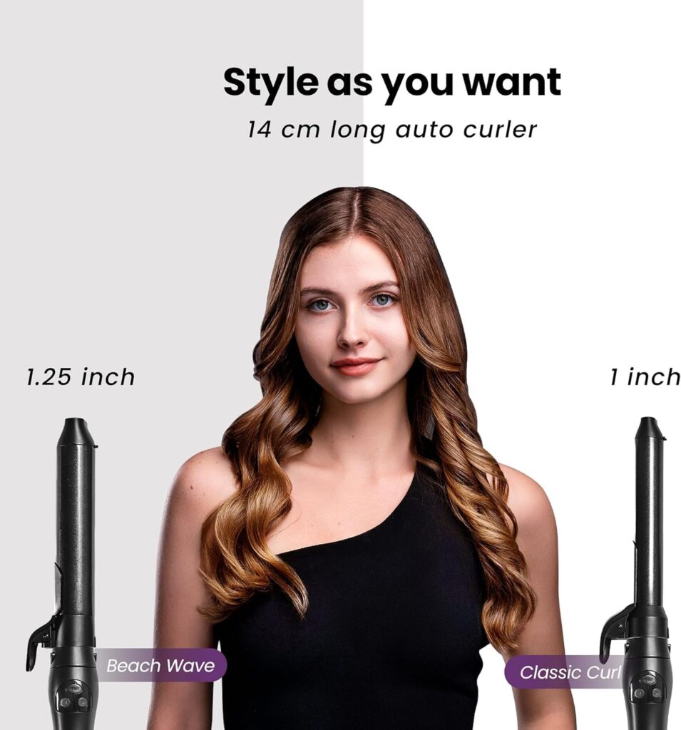 GLAMUP 3 in 1 Rotating Curling Iron, 2 Barrel(1-1.25) Automatic Curling Wand Thermal Brush Set, Beach Waves, Hair Curler for Medium Long Hair, MCH Fast Heating, Ceramic Coating, Gift Set GLAMUP 3 in 1 Rotating Curling Iron, 2 Barrel(1-1.25) Automatic Curling Wand Thermal Brush Set, Beach Waves, Hair Curler for Medium Long Hair, MCH Fast Heating, Ceramic Coating, Gift Set