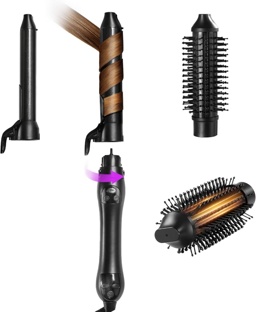 GLAMUP 3 in 1 Rotating Curling Iron, 2 Barrel(1-1.25) Automatic Curling Wand Thermal Brush Set, Beach Waves, Hair Curler for Medium Long Hair, MCH Fast Heating, Ceramic Coating, Gift Set GLAMUP 3 in 1 Rotating Curling Iron, 2 Barrel(1-1.25) Automatic Curling Wand Thermal Brush Set, Beach Waves, Hair Curler for Medium Long Hair, MCH Fast Heating, Ceramic Coating, Gift Set