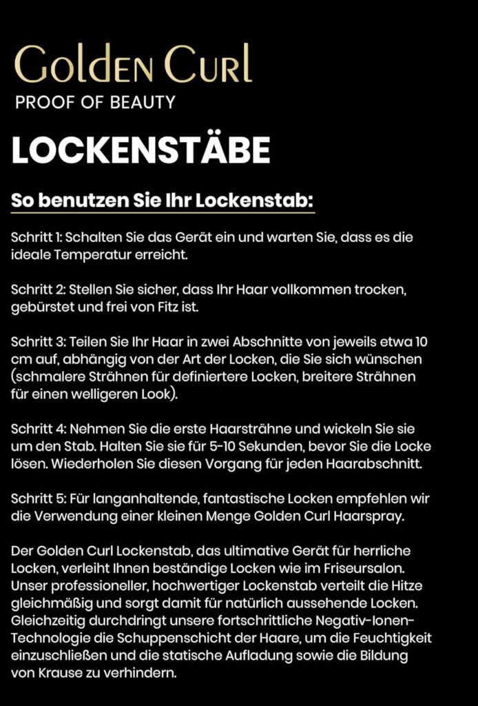 Golden Curl Hair Curler Curling Iron Wand - 5 Year Peace of Mind - Portable Curling Tong with Tourmaline Ceramic Barrel for Short and Long Hair Styling Waves at Home or Travel