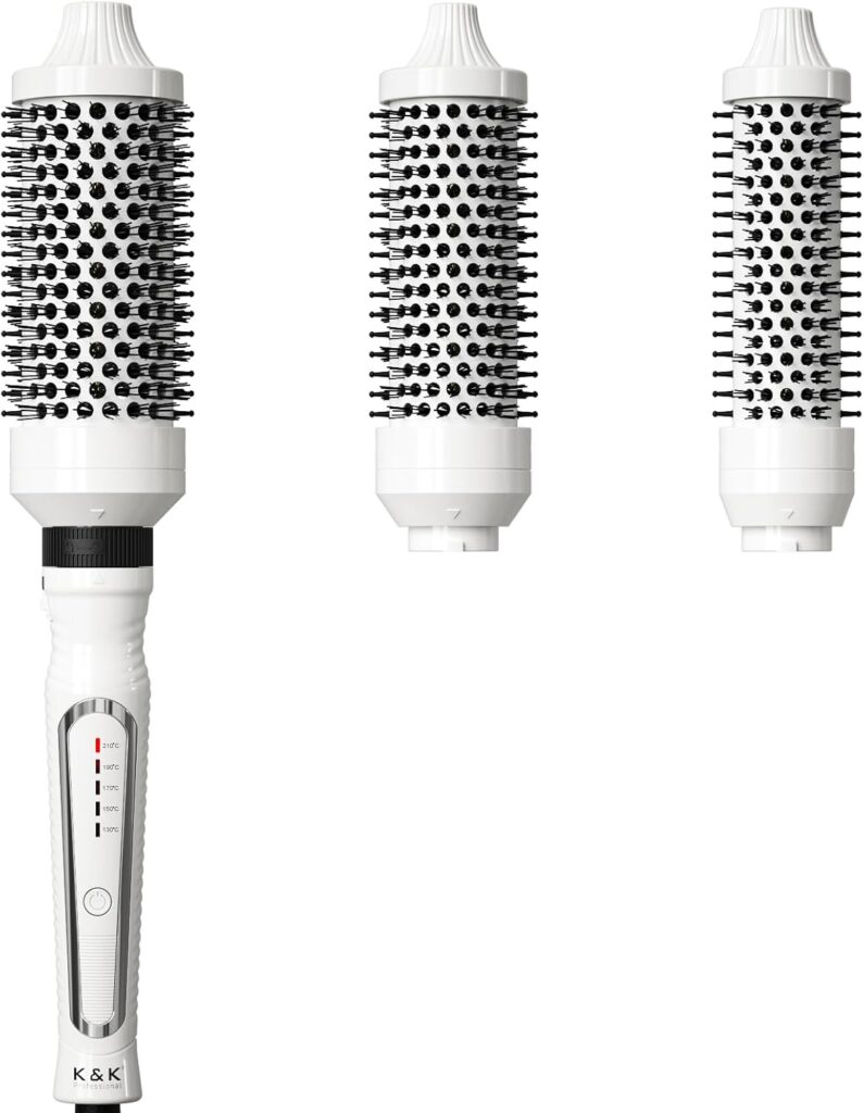 KK Thermal Brush Set, 3 in 1 Ceramic Hot Brush, Fast Heating Curling Wand for Short, Medium Long Hair, 5 Temperature Adjustment, Dual Voltage KK Thermal Brush Set, 3 in 1 Ceramic Hot Brush, Fast Heating Curling Wand for Short, Medium Long Hair, 5 Temperature Adjustment, Dual Voltage