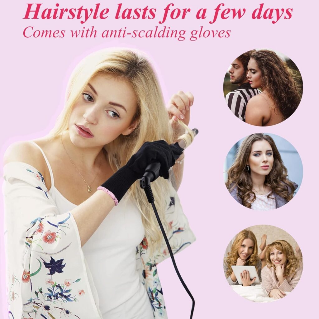 Professional Curling Wand,Wolady 5 in 1 Hair Curler Set with 5 Interchangeable Aluminium Barrel,Curling Tongs with with Heat Resistant Glove,Fast Heating Hair Iron Set for Long Short Medium Hair Professional Curling Wand,Wolady 5 in 1 Hair Curler Set with 5 Interchangeable Aluminium Barrel,Curling Tongs with with Heat Resistant Glove,Fast Heating Hair Iron Set for Long Short Medium Hair