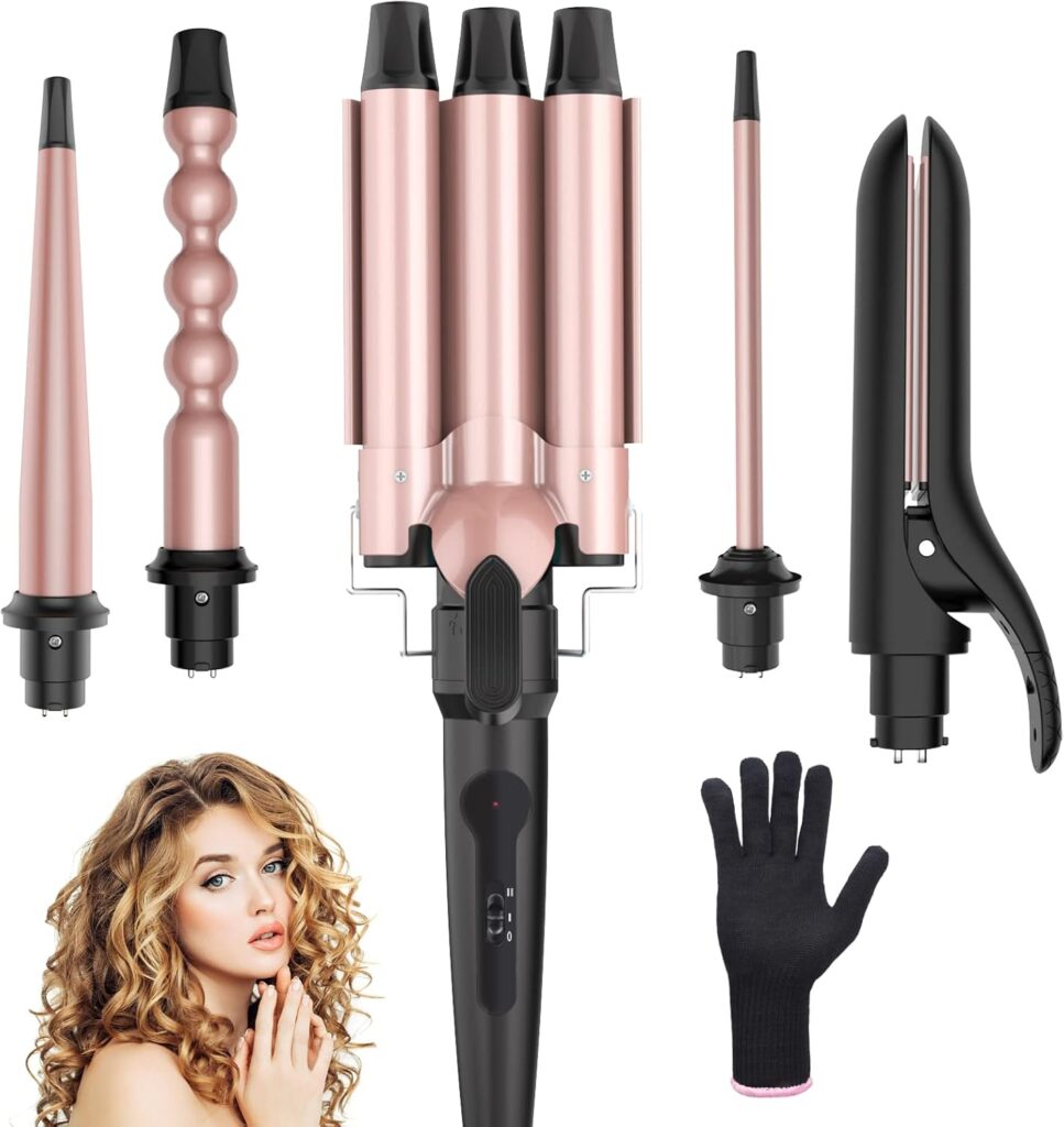 Professional Curling Wand,Wolady 5 in 1 Hair Curler Set with 5 Interchangeable Aluminium Barrel,Curling Tongs with with Heat Resistant Glove,Fast Heating Hair Iron Set for Long Short Medium Hair Professional Curling Wand,Wolady 5 in 1 Hair Curler Set with 5 Interchangeable Aluminium Barrel,Curling Tongs with with Heat Resistant Glove,Fast Heating Hair Iron Set for Long Short Medium Hair