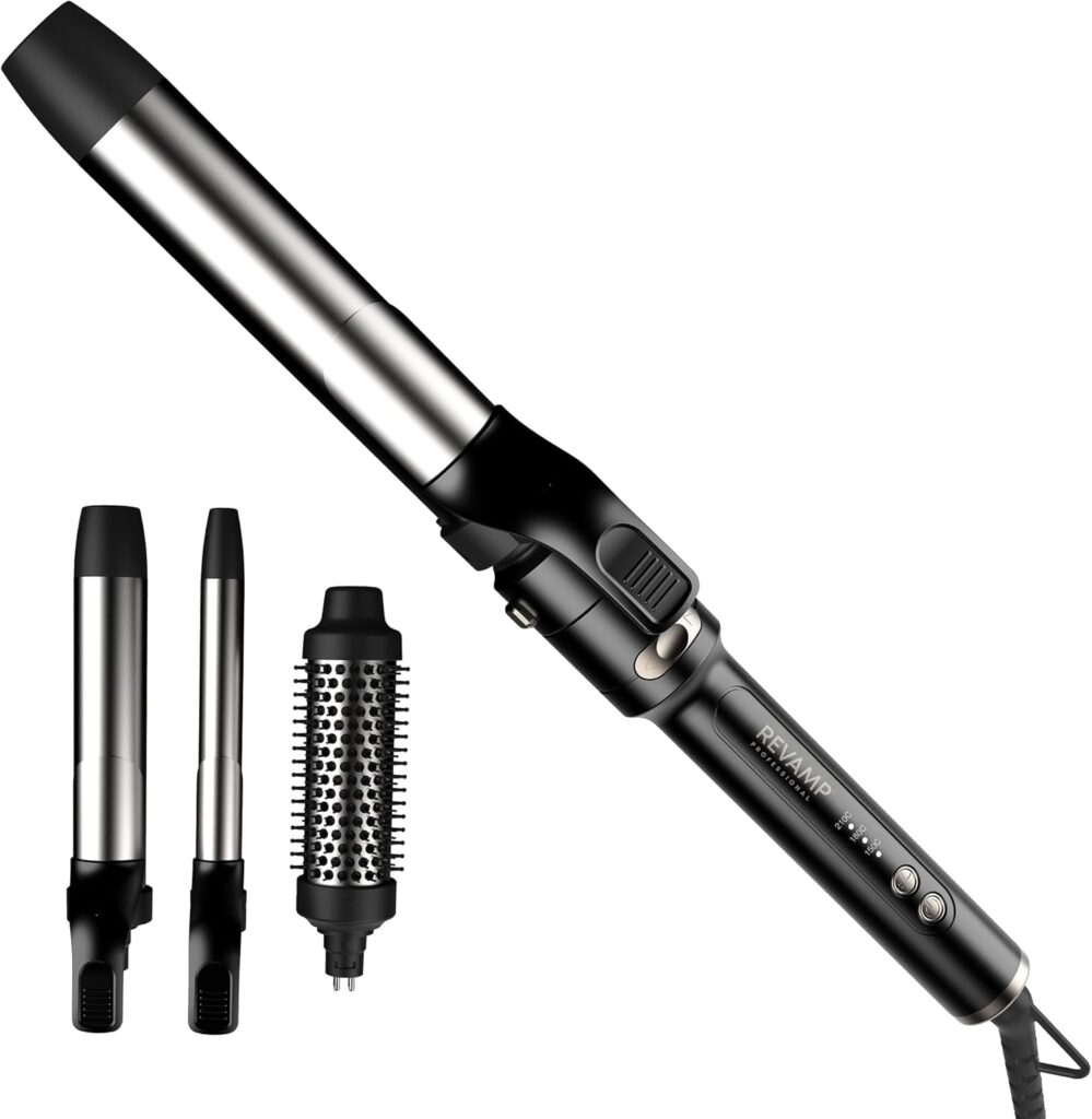 REVAMP Multi Style Revolve 3-in-1 Rotating Hair Curler – Hair Curler Automatic Rotating with 38mm Round Curling Brush Heated, 32mm  19mm Tongs - Multi Styler for Volume, Soft Waves  Bouncy Curls