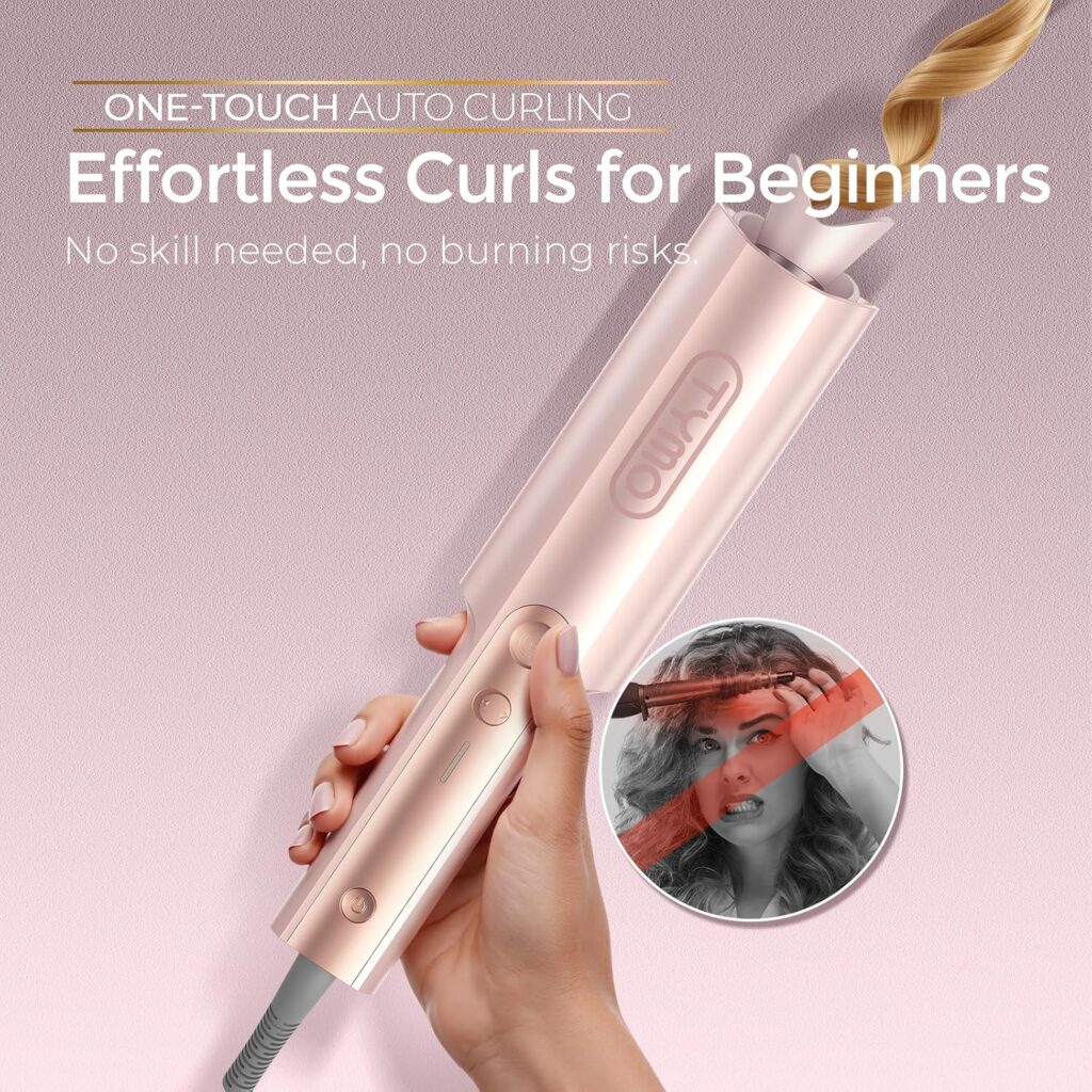 TYMO CurlPro Plus Hair Curler Automatic Rotating - Long Barrel Curling Wand for Long Hair, Ceramic Curling Iron for Women, Anti-Scald, Tangle-Free, 600M Ionic, Dual Voltage, Gold, 25 mm TYMO CurlPro Plus Hair Curler Automatic Rotating - Long Barrel Curling Wand for Long Hair, Ceramic Curling Iron for Women, Anti-Scald, Tangle-Free, 600M Ionic, Dual Voltage, Gold, 25 mm
