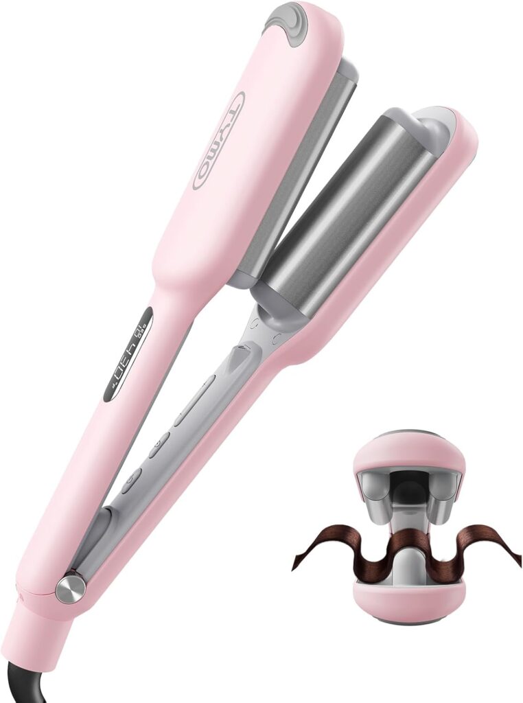 TYMO ROVY Hair Waver Crimper - Hair Curler, Deep Waver Curling Iron, Ionic Curling Wand with Ceramic Tourmaline Barrel for Women, Anti-Scald, Quick Easy, Dual Voltage, Pink 25mm TYMO ROVY Hair Waver Crimper - Hair Curler, Deep Waver Curling Iron, Ionic Curling Wand with Ceramic Tourmaline Barrel for Women, Anti-Scald, Quick Easy, Dual Voltage, Pink 25mm