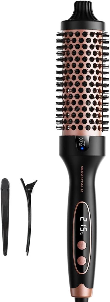 Wavytalk Thermal Brush, Blowout Boost Ionic Heated Hot Round Brush, to Make Hair Smoother Shinier, Easy to Use Less Damage, 38mm Barrel, 5 Temperature Settings, Dual Voltage, UK Plug, Rose Gold Wavytalk Thermal Brush, Blowout Boost Ionic Heated Hot Round Brush, to Make Hair Smoother Shinier, Easy to Use Less Damage, 38mm Barrel, 5 Temperature Settings, Dual Voltage, UK Plug, Rose Gold