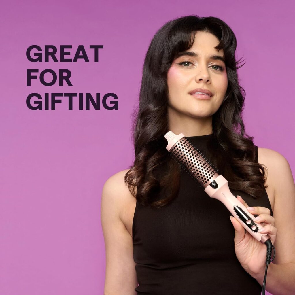 Wavytalk Thermal Brush, Blowout Boost Ionic Heated Hot Round Brush, to Make Hair Smoother Shinier, Easy to Use Less Damage, 38mm Barrel, 5 Temperature Settings, Dual Voltage, UK Plug, Rose Gold Wavytalk Thermal Brush, Blowout Boost Ionic Heated Hot Round Brush, to Make Hair Smoother Shinier, Easy to Use Less Damage, 38mm Barrel, 5 Temperature Settings, Dual Voltage, UK Plug, Rose Gold