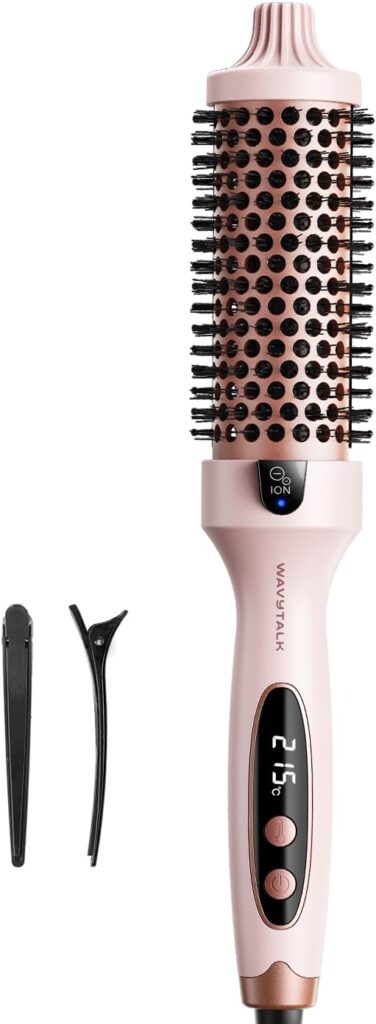 Wavytalk Thermal Brush, Blowout Boost Ionic Heated Hot Round Brush, to Make Hair Smoother Shinier, Easy to Use Less Damage, 38mm Barrel, 5 Temperature Settings, Dual Voltage, UK Plug, Rose Gold Wavytalk Thermal Brush, Blowout Boost Ionic Heated Hot Round Brush, to Make Hair Smoother Shinier, Easy to Use Less Damage, 38mm Barrel, 5 Temperature Settings, Dual Voltage, UK Plug, Rose Gold