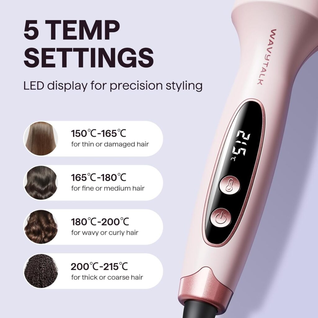 Wavytalk Thermal Brush, Blowout Boost Ionic Heated Hot Round Brush, to Make Hair Smoother Shinier, Easy to Use Less Damage, 38mm Barrel, 5 Temperature Settings, Dual Voltage, UK Plug, Rose Gold Wavytalk Thermal Brush, Blowout Boost Ionic Heated Hot Round Brush, to Make Hair Smoother Shinier, Easy to Use Less Damage, 38mm Barrel, 5 Temperature Settings, Dual Voltage, UK Plug, Rose Gold
