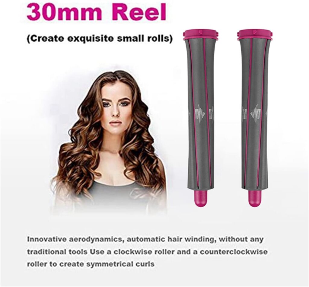 1 Pair 30mm/1.2in Long Hair Curling Barrels Curler Tube Wand for Dyson Airwrap Styler, with 2 Adapter for Dyson Hair Dryer Converting to Curling Iron Styler