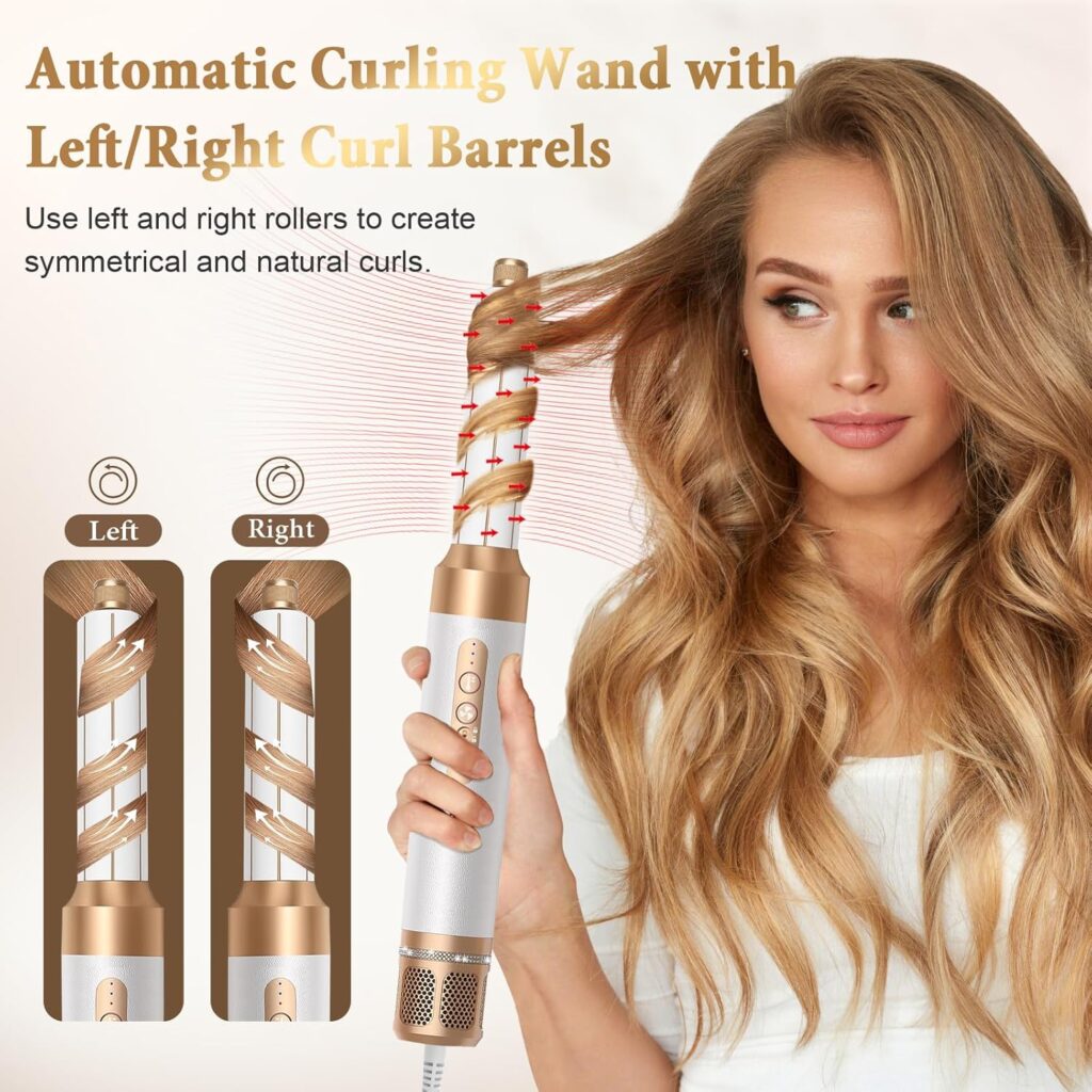 7 in 1 Hair Styler, Hot Air Brush Air Styler, Magic Styler, 1400W Airstyler Hair Dryer Brush, Hair Curler, Thermal Brush, Hair Straightener, Air Hair Styler, Women Hair Styling Gift Set