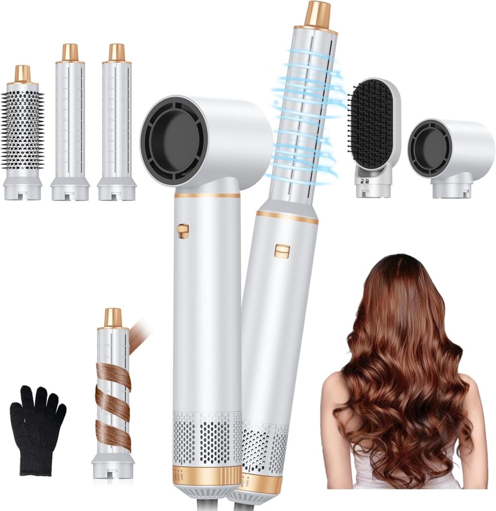 Air Styler Magic Hair Styler- 5 in 1 Hair Dryer Brush Ionic Air Curler,Blowout Airflow, Blow Dryer Brush Set,Multi Styler Tools fo Fast Drying Styling Curling Straightening Hair