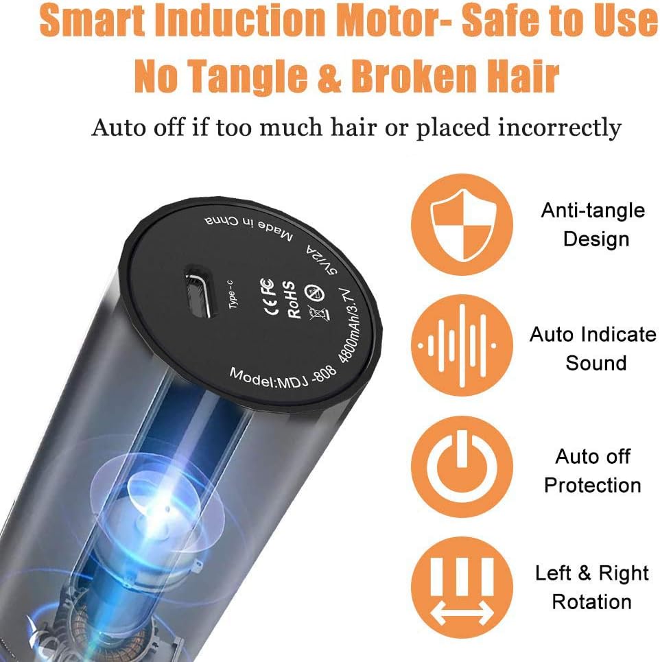 Automatic Curling Iron, Curling Tongs with LCD Temperature Display and Timer, Temperature Adjustable Portable Curling Wand Heats Up Quickly for Long or Short Hair Styling