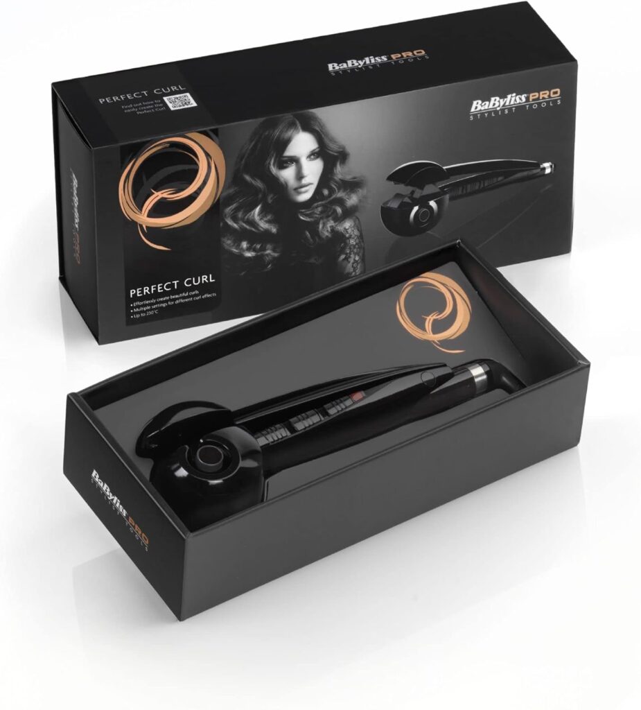 BaBylissPro Curl Perfect Curl MK2 - Ceramic Automatic Hair Curler, 3 Heat Settings 180-230°C, Black, BAB2666U