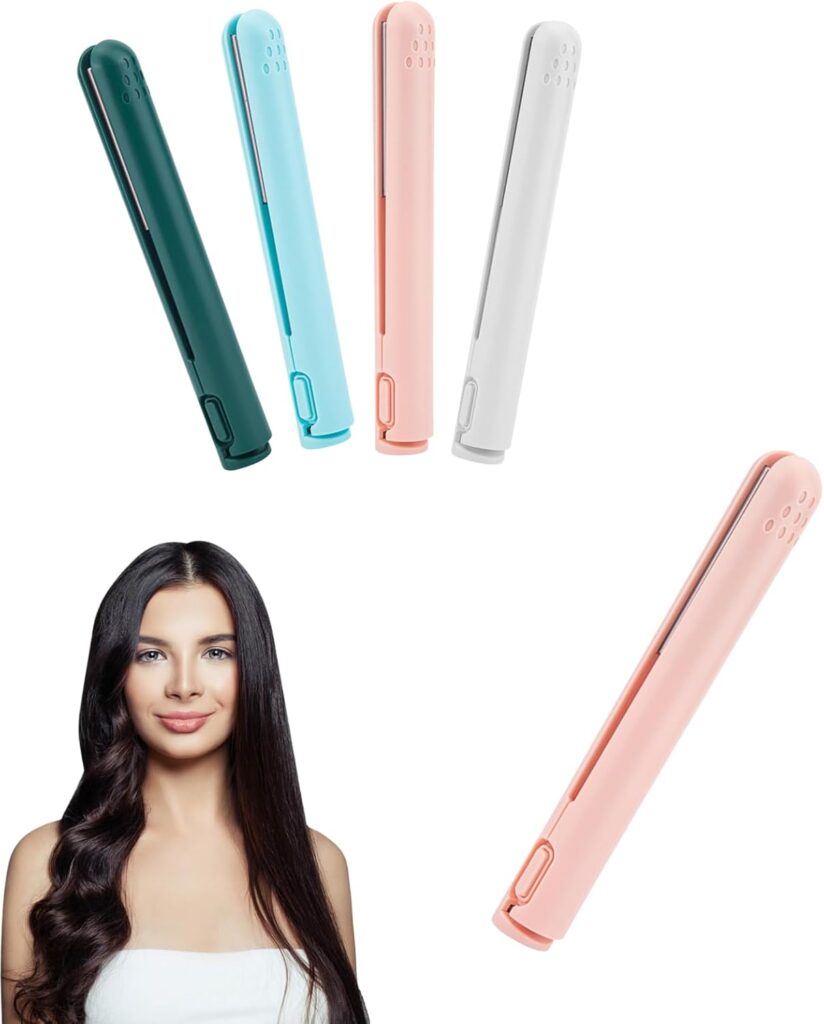 2 in 1 Mini Hair Straighteners Curling Iron, Cordless Travel Straighteners for Short Hair, USB Portable Ceramic Flat Iron, Small Curling Tongs for Fringes Bobs (Pink) 2 in 1 Mini Hair Straighteners Curling Iron, Cordless Travel Straighteners for Short Hair, USB Portable Ceramic Flat Iron, Small Curling Tongs for Fringes Bobs (Pink)