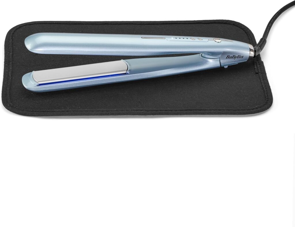 BaByliss Hydro Fusion Hair Straighteners – Dual Ionic Technology, Anti-Frizz Effect, 5 Temperature Settings, Fast Heat-Up, Auto Shut-Off – Blue, 2573U