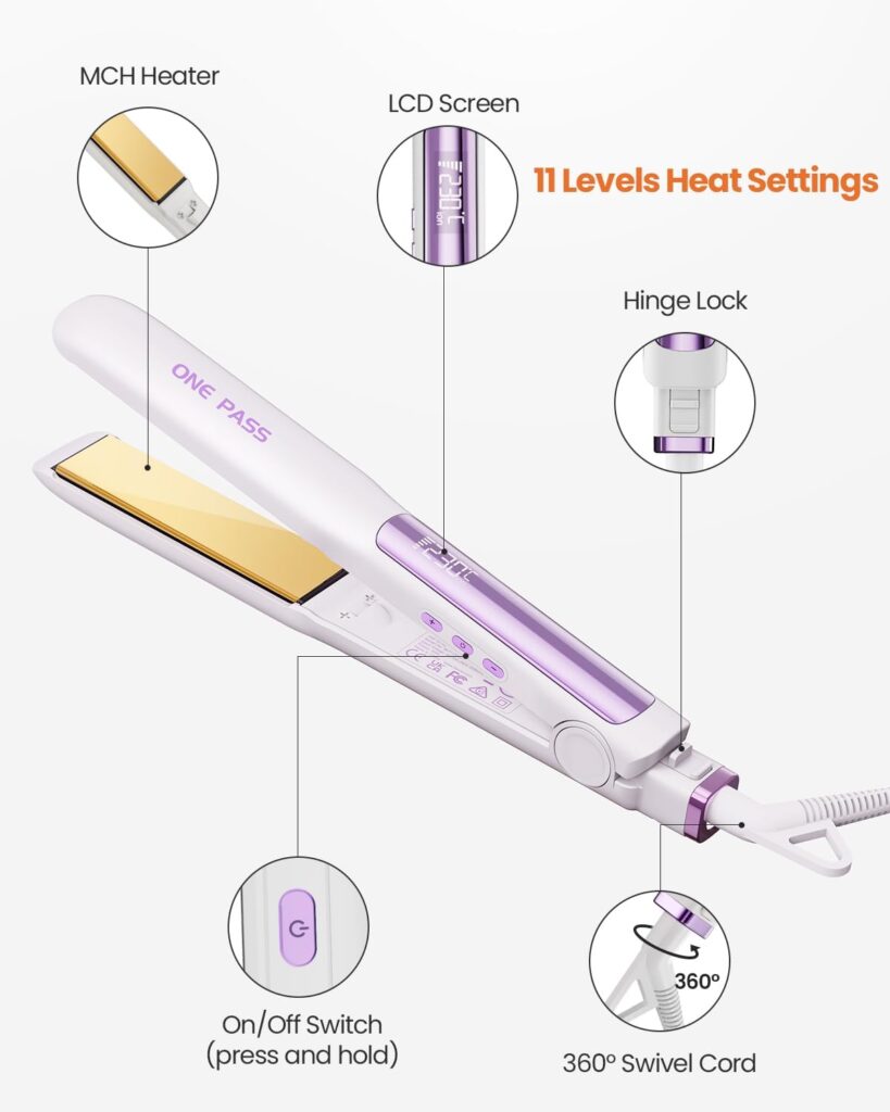 Faszin 2 in 1 Hair Straighteners, Fast Heating Titanium Flat Iron with Negative Ions, 3D Floating Plates for Smooth Styling, 11 Adjustable Temps, Dual Voltage(White) Faszin 2 in 1 Hair Straighteners, Fast Heating Titanium Flat Iron with Negative Ions, 3D Floating Plates for Smooth Styling, 11 Adjustable Temps, Dual Voltage(White)