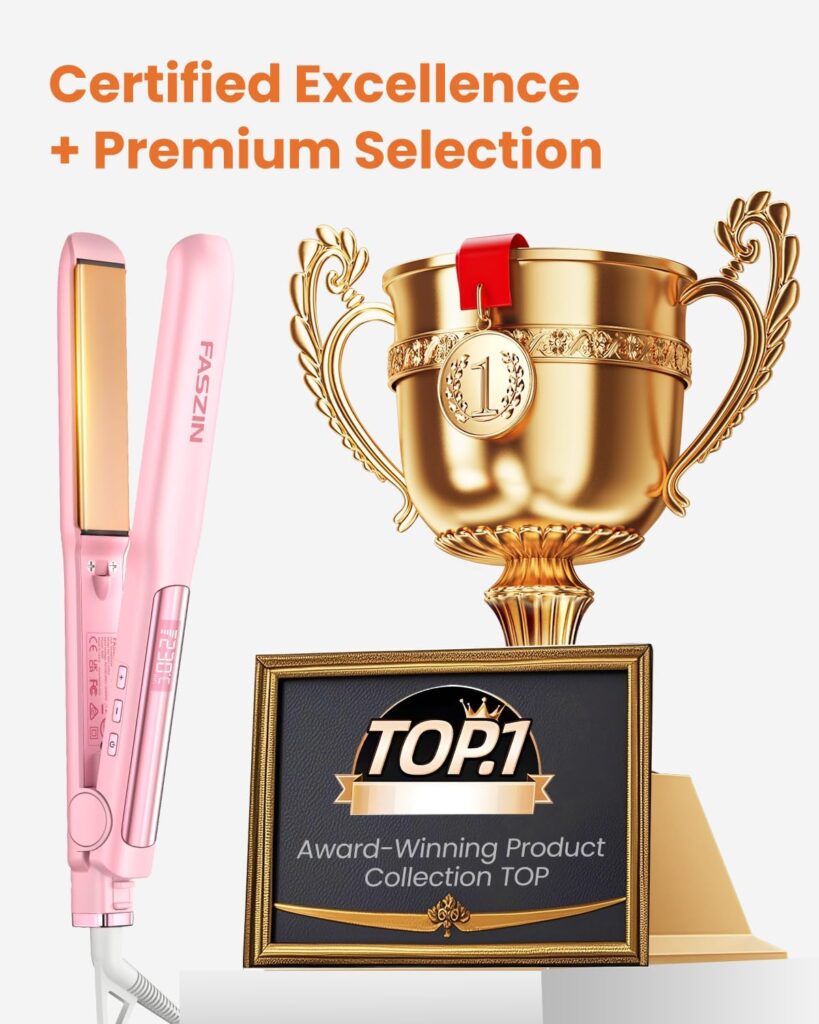 Faszin Hair Straighteners, Ionic Titanium Plate for Smooth Shiny Results, 20S Fast Heat Up Flat Iron, Clear LCD Display, 2 in 1 Straightener and Curler Styling Tool for Straighten Hair Faszin Hair Straighteners, Ionic Titanium Plate for Smooth Shiny Results, 20S Fast Heat Up Flat Iron, Clear LCD Display, 2 in 1 Straightener and Curler Styling Tool for Straighten Hair