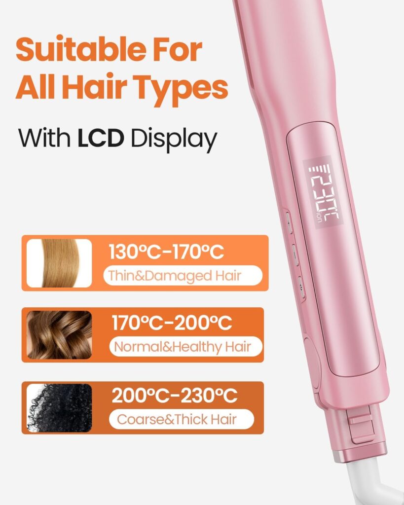 Faszin Hair Straighteners, Ionic Titanium Plate for Smooth Shiny Results, 20S Fast Heat Up Flat Iron, Clear LCD Display, 2 in 1 Straightener and Curler Styling Tool for Straighten Hair Faszin Hair Straighteners, Ionic Titanium Plate for Smooth Shiny Results, 20S Fast Heat Up Flat Iron, Clear LCD Display, 2 in 1 Straightener and Curler Styling Tool for Straighten Hair