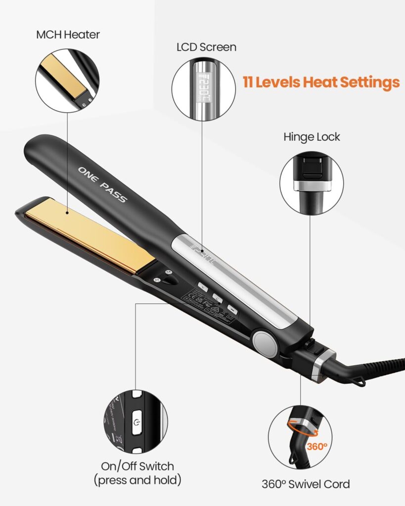 Faszin Hair Straighteners, Ionic Titanium Plate for Smooth Shiny Results, 20S Fast Heat Up Flat Iron, Clear LCD Display (Black) Faszin Hair Straighteners, Ionic Titanium Plate for Smooth Shiny Results, 20S Fast Heat Up Flat Iron, Clear LCD Display (Black)