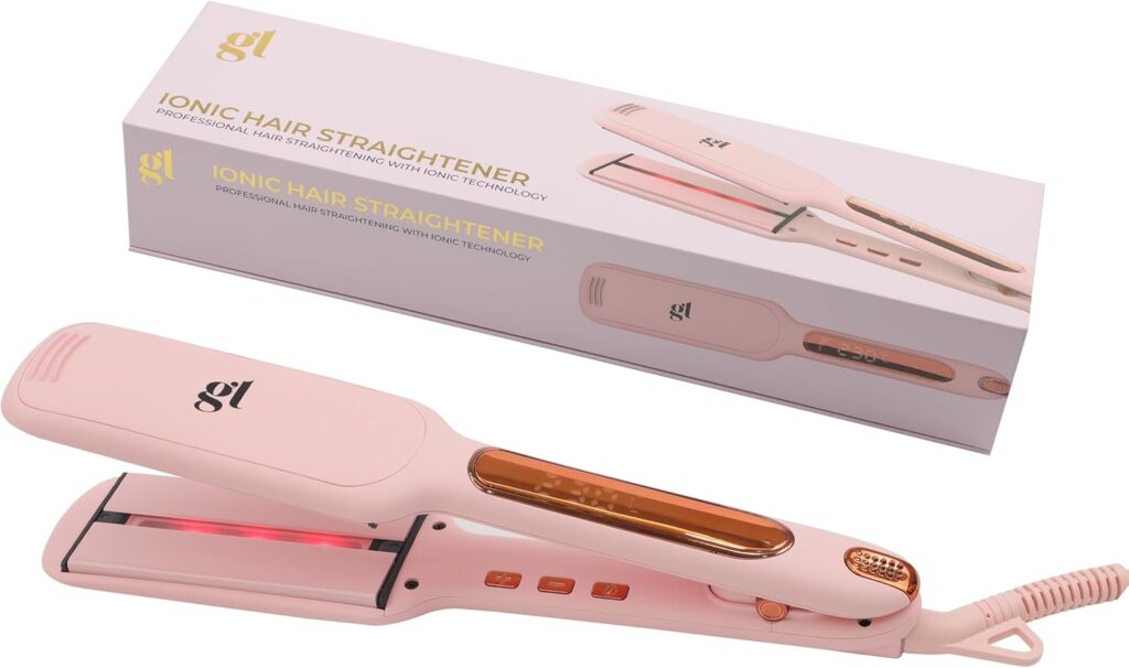 GL Hair Titanium-Infused Ceramic Hair Straightener | Ionic Wide Plate Flat Iron for Thick, Long, Frizzy Hair | 30s Fast Heat-Up | Digital 60–230°C | Pink Gold Dual Voltage Travel Styler GL Hair Titanium-Infused Ceramic Hair Straightener | Ionic Wide Plate Flat Iron for Thick, Long, Frizzy Hair | 30s Fast Heat-Up | Digital 60–230°C | Pink Gold Dual Voltage Travel Styler