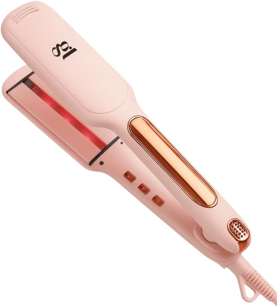 GL Hair Titanium-Infused Ceramic Hair Straightener | Ionic Wide Plate Flat Iron for Thick, Long, Frizzy Hair | 30s Fast Heat-Up | Digital 60–230°C | Pink Gold Dual Voltage Travel Styler GL Hair Titanium-Infused Ceramic Hair Straightener | Ionic Wide Plate Flat Iron for Thick, Long, Frizzy Hair | 30s Fast Heat-Up | Digital 60–230°C | Pink Gold Dual Voltage Travel Styler