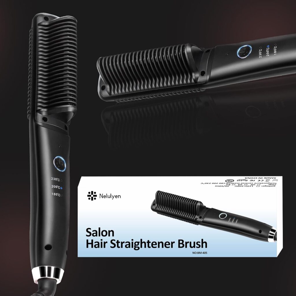 Hair Straightener Brush Ionic Straightening Comb for Women Straight or Curly Hair,Smooth Styling, Lightweight Hot Comb Ceramic Coating Dual Voltage, Professional Styling Tools-UK Plug Hair Straightener Brush Ionic Straightening Comb for Women Straight or Curly Hair,Smooth Styling, Lightweight Hot Comb Ceramic Coating Dual Voltage, Professional Styling Tools-UK Plug