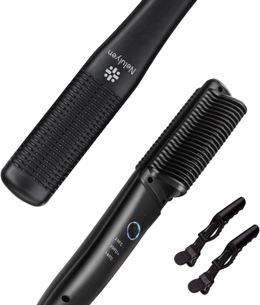 Hair Straightener Brush Ionic Straightening Comb for Women Straight or Curly Hair,Smooth Styling, Lightweight Hot Comb Ceramic Coating Dual Voltage, Professional Styling Tools-UK Plug Hair Straightener Brush Ionic Straightening Comb for Women Straight or Curly Hair,Smooth Styling, Lightweight Hot Comb Ceramic Coating Dual Voltage, Professional Styling Tools-UK Plug