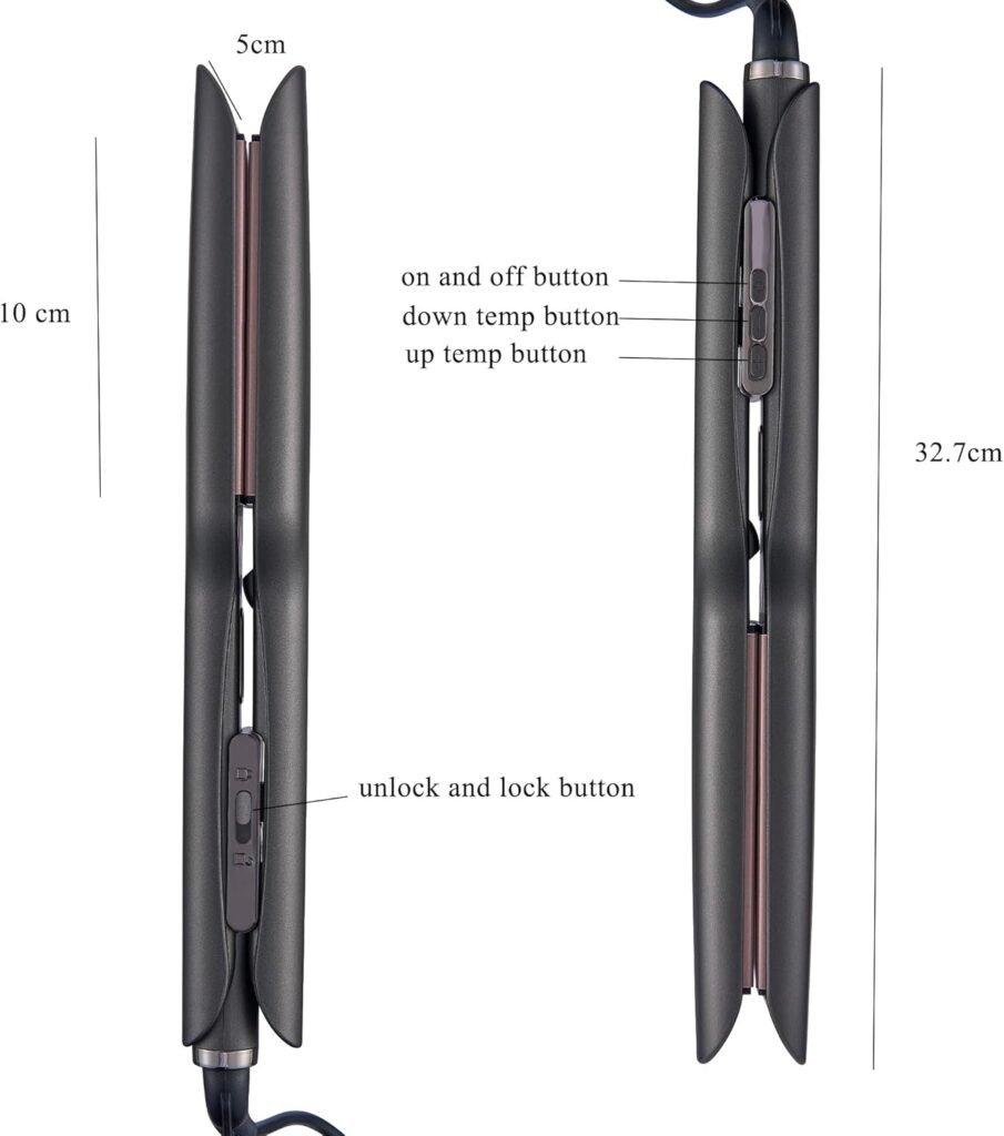 Ionic Hair Straighteners for Women,5.7cm Ceramic Wide Plate 120℃ to 220℃ LED Digital Display Side Temp Button Lock and Unlock Hair Straightener 2m 360 ° Swivel Cord for Short Medium Long Hair