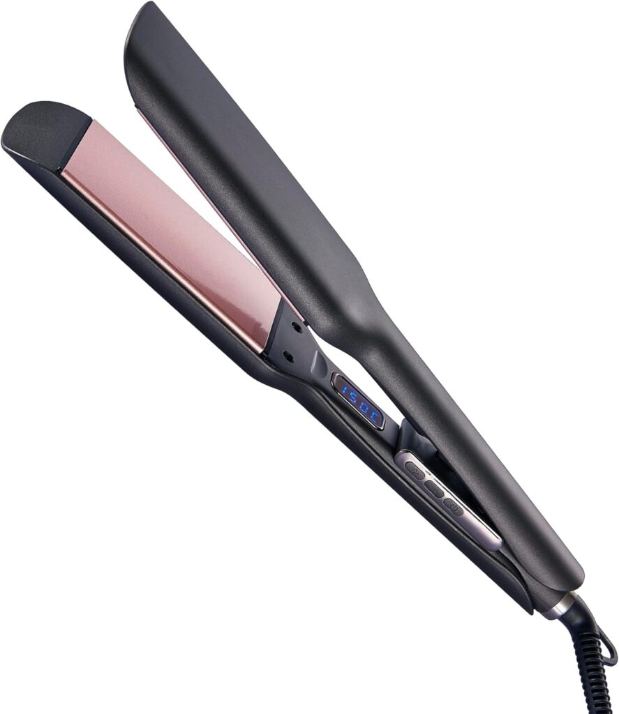 Ionic Hair Straighteners for Women,5.7cm Ceramic Wide Plate 120℃ to 220℃ LED Digital Display Side Temp Button Lock and Unlock Hair Straightener 2m 360 ° Swivel Cord for Short Medium Long Hair