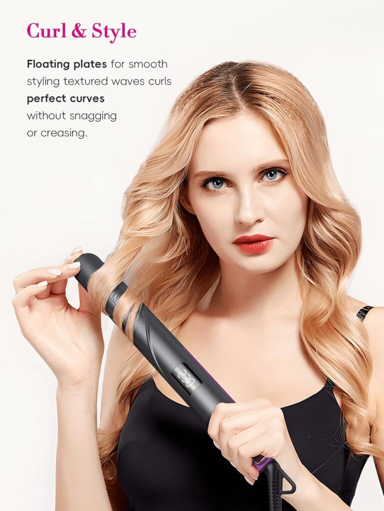 LANDOT Ionic Hair Straighteners for Women - Ceramic Floating Plates 1-Inch, Dual Voltage Adjust Temp 120-230°C All Hair Types, Anti-Static 30s Fast Heat Up to Create Straight, Curly, Wave Styles LANDOT Ionic Hair Straighteners for Women - Ceramic Floating Plates 1-Inch, Dual Voltage Adjust Temp 120-230°C All Hair Types, Anti-Static 30s Fast Heat Up to Create Straight, Curly, Wave Styles