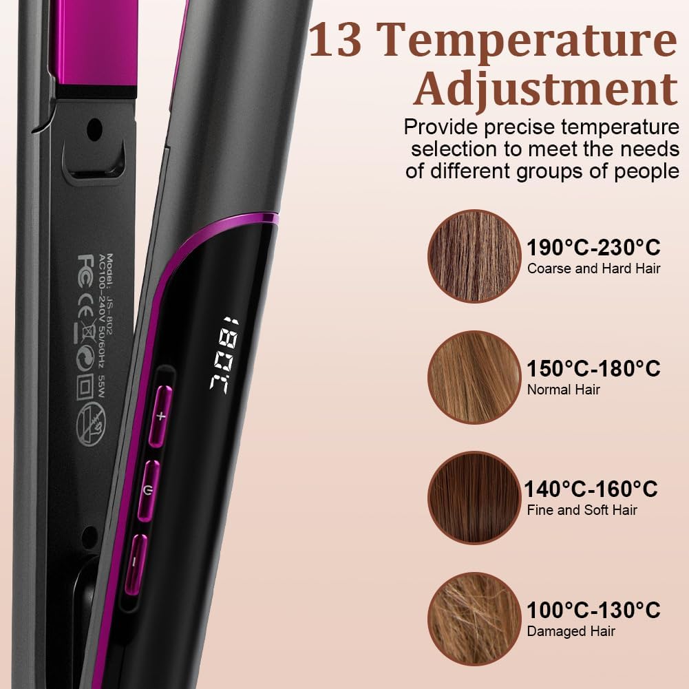 LOPHE Negative Ion 2-in-1 Straightener and Curler, Ionic Titanium Plates for Smooth and Shiny Results, Fast Heating, 120-230℃ LCD Display, Suitable for Home and Travel Use, Bright Gray LOPHE Negative Ion 2-in-1 Straightener and Curler, Ionic Titanium Plates for Smooth and Shiny Results, Fast Heating, 120-230℃ LCD Display, Suitable for Home and Travel Use, Bright Gray