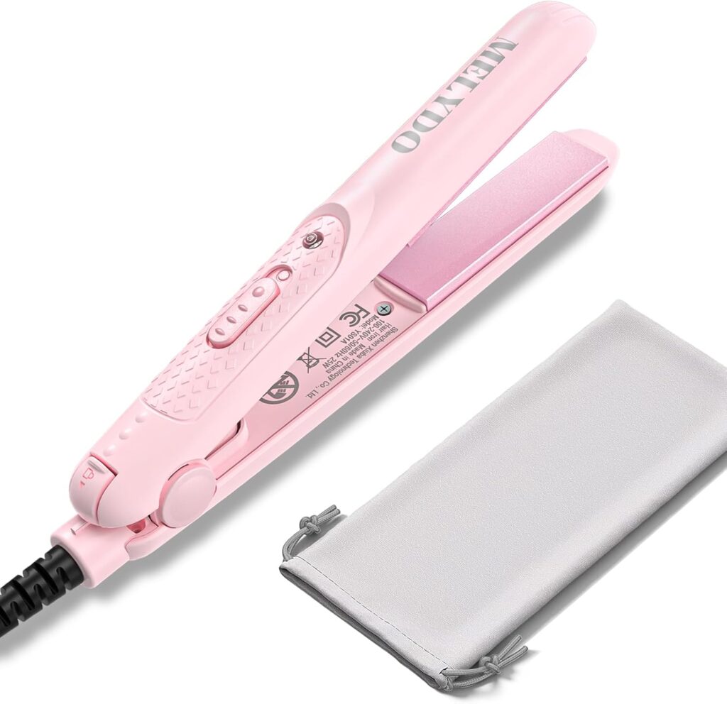 Mini Hair Straightener for Short Hair, Small Travel Size Ceramic Straighteners, Quick and Easy Hair Styling, Dual Voltage and UK Plug, 1.8m/6ft Wire, Pink Mini Hair Straightener for Short Hair, Small Travel Size Ceramic Straighteners, Quick and Easy Hair Styling, Dual Voltage and UK Plug, 1.8m/6ft Wire, Pink