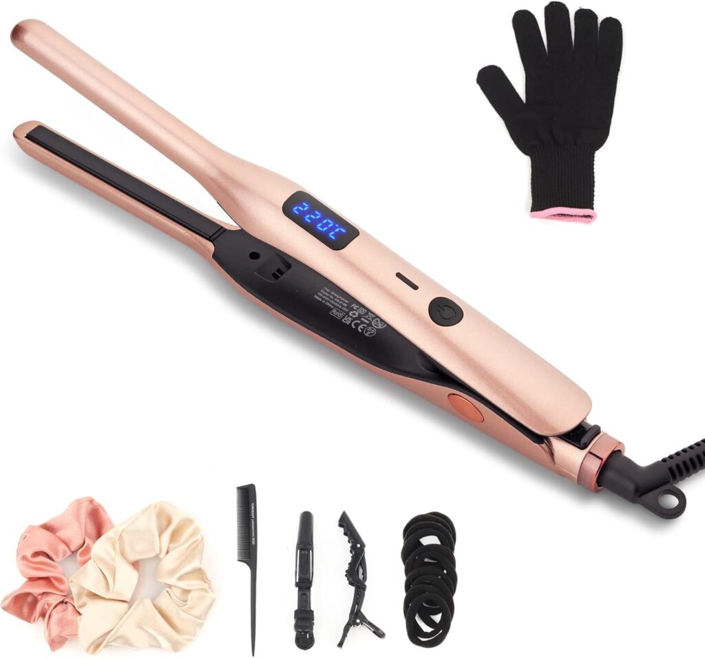 Mini Hair Straightener, Pencil Straightener for Short Hair, Beard and Pixies, Straight or Tight Curler, Adjustable Temperature, Small Flat Iron for Short Hair (Black) Mini Hair Straightener, Pencil Straightener for Short Hair, Beard and Pixies, Straight or Tight Curler, Adjustable Temperature, Small Flat Iron for Short Hair (Black)