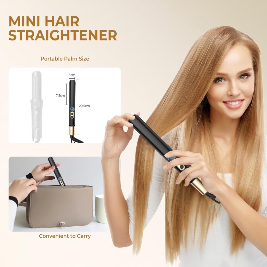 Mini Hair Straighteners, UMIGA Ionic Straightener, Mini Travel Straighteners - 2 in 1 for Short Hair, Ionic, 4 Temperatures, Auto Off 60 mins, LCD Dsplay Mini Hair Straighteners, UMIGA Ionic Straightener, Mini Travel Straighteners - 2 in 1 for Short Hair, Ionic, 4 Temperatures, Auto Off 60 mins, LCD Dsplay