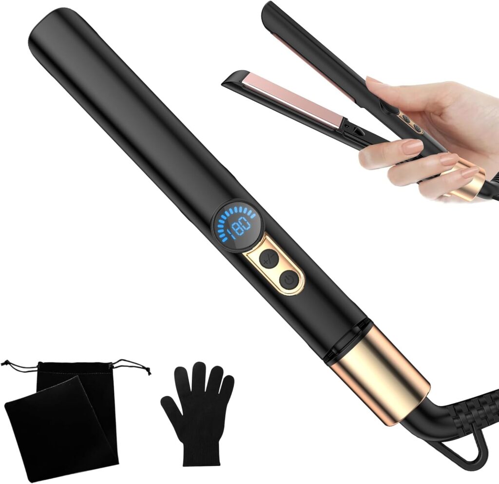 Mini Hair Straighteners, UMIGA Ionic Straightener, Mini Travel Straighteners - 2 in 1 for Short Hair, Ionic, 4 Temperatures, Auto Off 60 mins, LCD Dsplay Mini Hair Straighteners, UMIGA Ionic Straightener, Mini Travel Straighteners - 2 in 1 for Short Hair, Ionic, 4 Temperatures, Auto Off 60 mins, LCD Dsplay