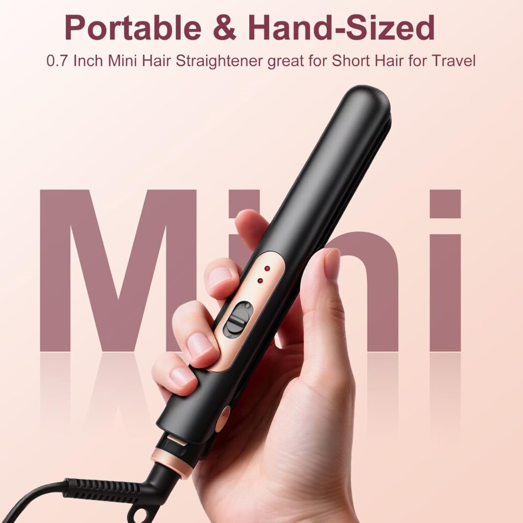 Mini Travel Hair Straightener for Short Hair, Small Straighteners with Ceramic Plate, Thin Straighteners Dual Voltage, Fast Heat-Up Mini Travel Hair Straightener for Short Hair, Small Straighteners with Ceramic Plate, Thin Straighteners Dual Voltage, Fast Heat-Up