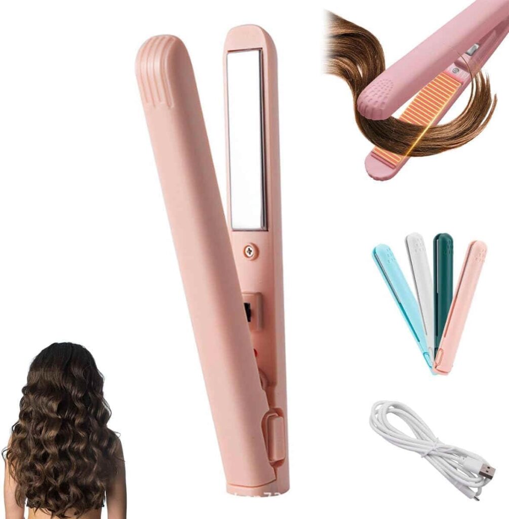 Reming-Ton Hair Straighteners, Hair Straightener For Women, Mini Dual Curling Iron, Mini Hairs Straightener, Suitable For Home And Travel, Professional Styling, Suitable for all hair types