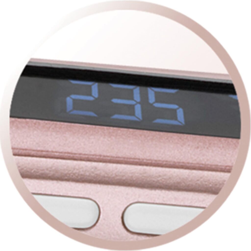 Remington Hair Straightener (Advanced Ceramic Ultimate Coating with Long 110mm Floating Plates, LCD Screen, 150-235°C, Temperature Boost Function, Storage Pouch Included) Rose Pearl S9505