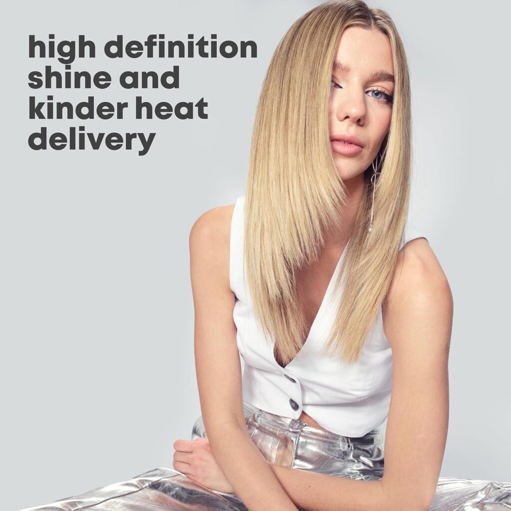 REVAMP Enigma Tri-Care Infrared Ionic Wide Hair Straightener - Extra-Wide Plate Straighteners for Kind, One Stroke Styling, Curved Design for Waves, Curls - Professional Ceramic Hair Straightener