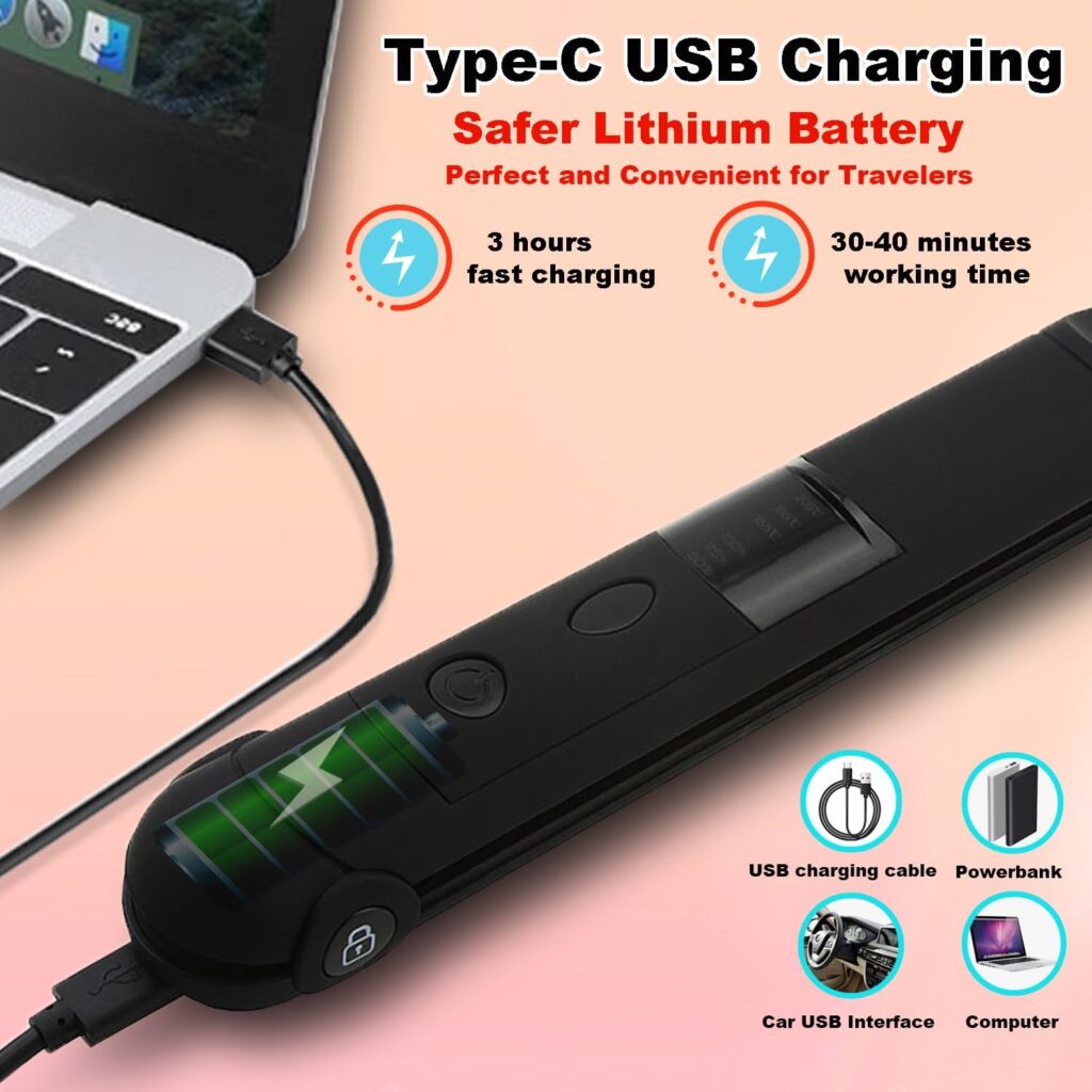 Straighteners and Curling Irons 2 in 1 Mini Small Wireless Battery Portable Travel Curling and Straightening, 3 Adjustable Temperatures, Quick Heating Hair Straightener and Curler for Long Short Hair