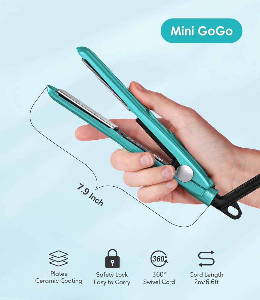Terviiix Mini Hair Straightener for Short Hair, Small Straighteners Travel Straighteners and Ceramic Plate, Quick and Easy Hair Styling, Dual Voltage, Pouch Included, Blue Terviiix Mini Hair Straightener for Short Hair, Small Straighteners Travel Straighteners and Ceramic Plate, Quick and Easy Hair Styling, Dual Voltage, Pouch Included, Blue