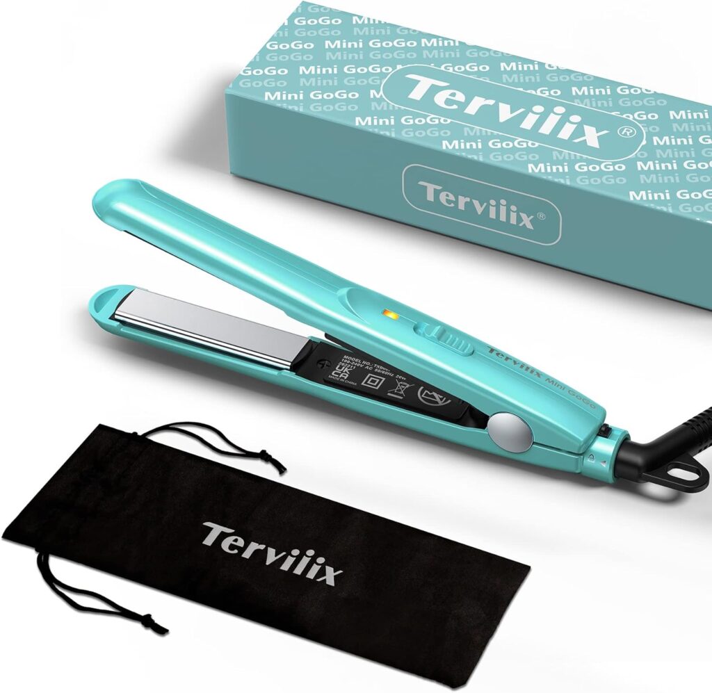 Terviiix Mini Hair Straightener for Short Hair, Small Straighteners Travel Straighteners and Ceramic Plate, Quick and Easy Hair Styling, Dual Voltage, Pouch Included, Blue Terviiix Mini Hair Straightener for Short Hair, Small Straighteners Travel Straighteners and Ceramic Plate, Quick and Easy Hair Styling, Dual Voltage, Pouch Included, Blue