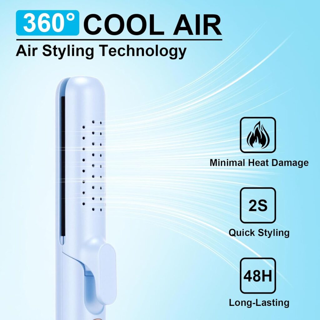 2 in 1 Hair Straightener and Curler, Airflow Flat Iron Curling Iron for Short to Long Hair and Wigs, Fast Heating, 5 Temperature Settings, Dual Voltage