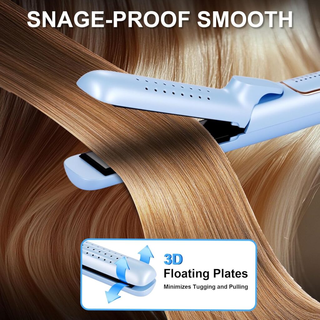 2 in 1 Hair Straightener and Curler, Airflow Flat Iron Curling Iron for Short to Long Hair and Wigs, Fast Heating, 5 Temperature Settings, Dual Voltage